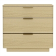 Payton Modern Nightstand with 3 Drawers in Natural Oak and Gold
