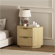 Olivia Modern Nightstand with 2 Drawers in Natural Oak and Gold