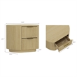 Olivia Modern Nightstand with 2 Drawers in Natural Oak and Gold