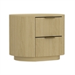 Olivia Modern Nightstand with 2 Drawers in Natural Oak and Gold