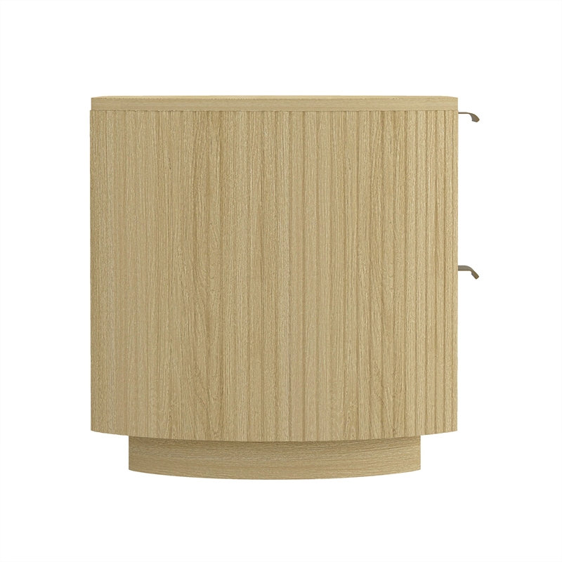 Olivia Modern Nightstand with 2 Drawers in Natural Oak and Gold
