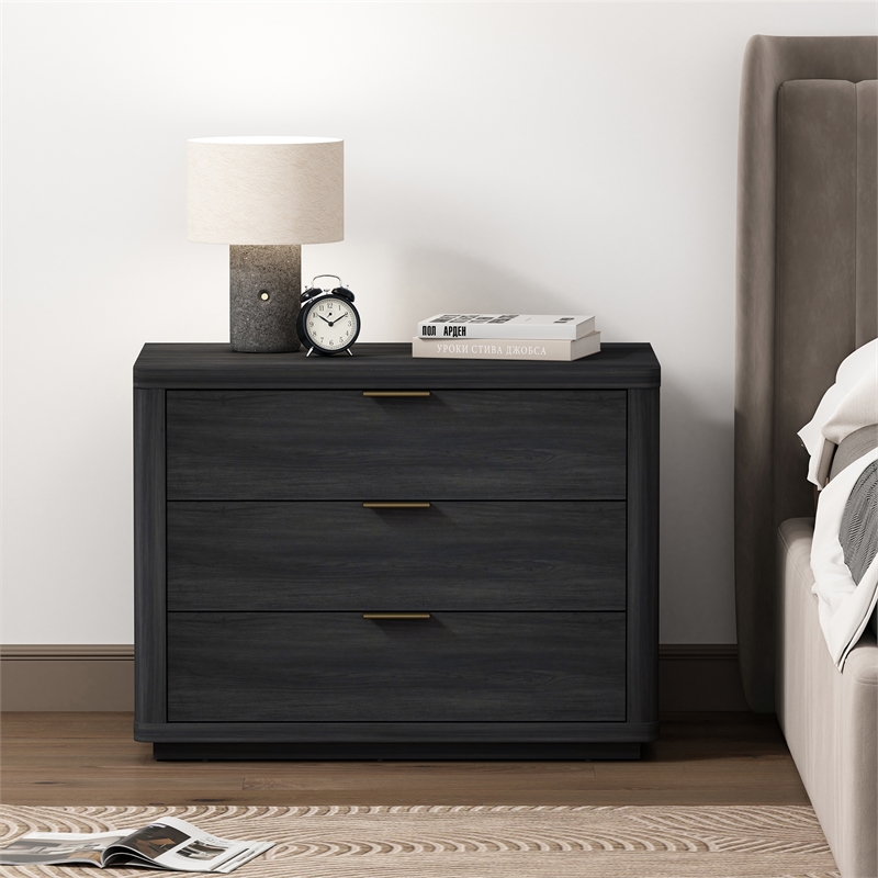 Evelyn Modern 32 Nightstand 4.0 with 3 Full Extension Drawers in Charcoal Grey