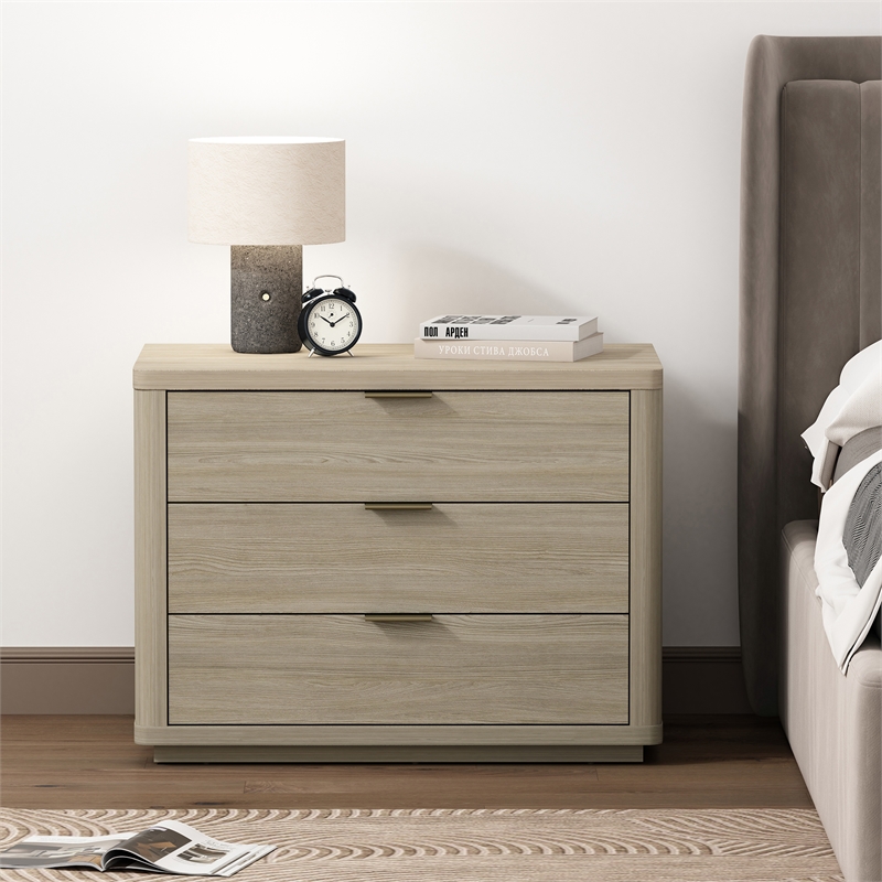 Evelyn Modern 32 Nightstand 4.0 with 3 Full Extension Drawers in Natural