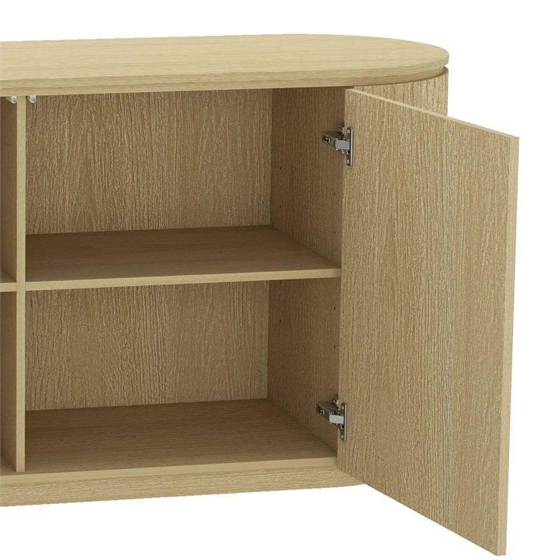 Olivia Modern 60 Sideboard with 4 Adjustable Shelves in Natural Oak