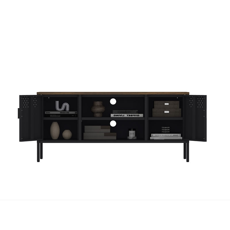 Landen Modern 47 TV Stand with 6 Fixed Shelves in Black