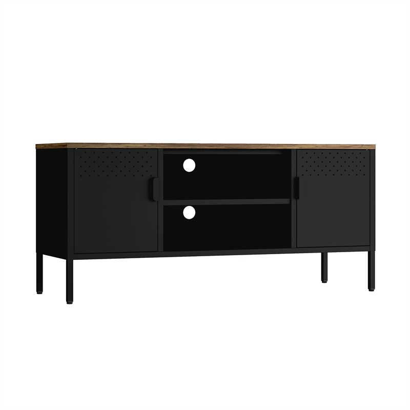 Landen Modern 47 TV Stand with 6 Fixed Shelves in Black