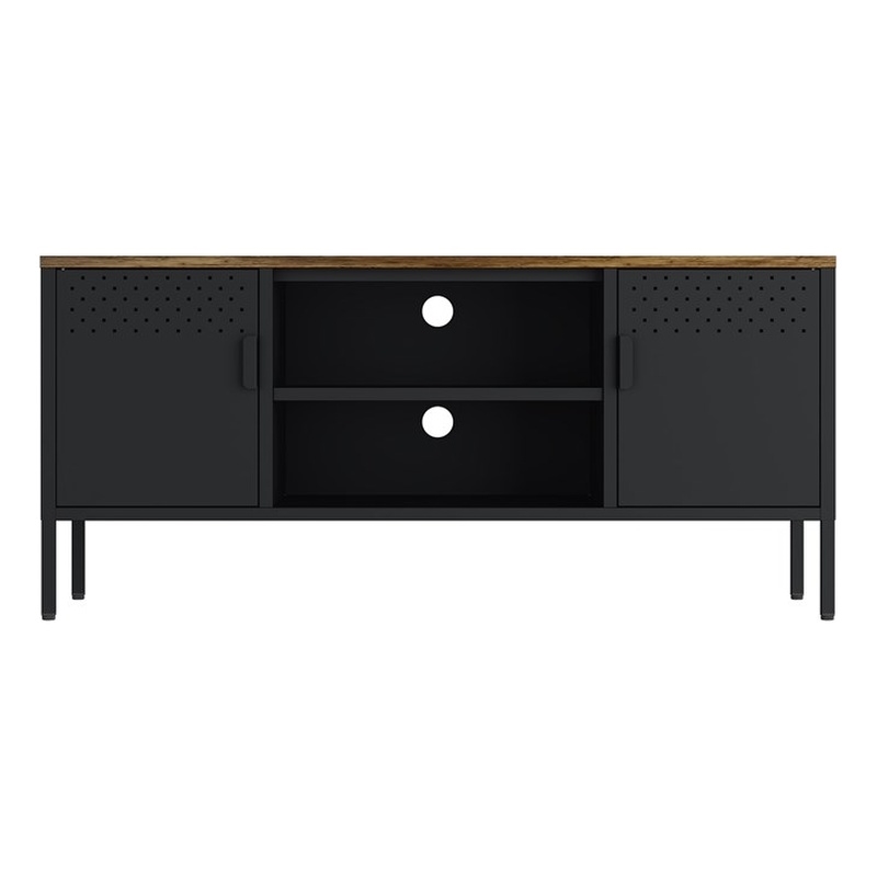 Landen Modern 47 TV Stand with 6 Fixed Shelves in Black