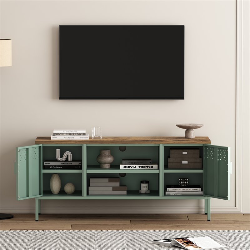 Landen Modern 47 TV Stand with 6 Fixed Shelves in Green