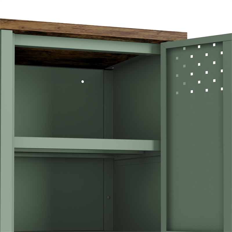 Landen Modern 47 TV Stand with 6 Fixed Shelves in Green