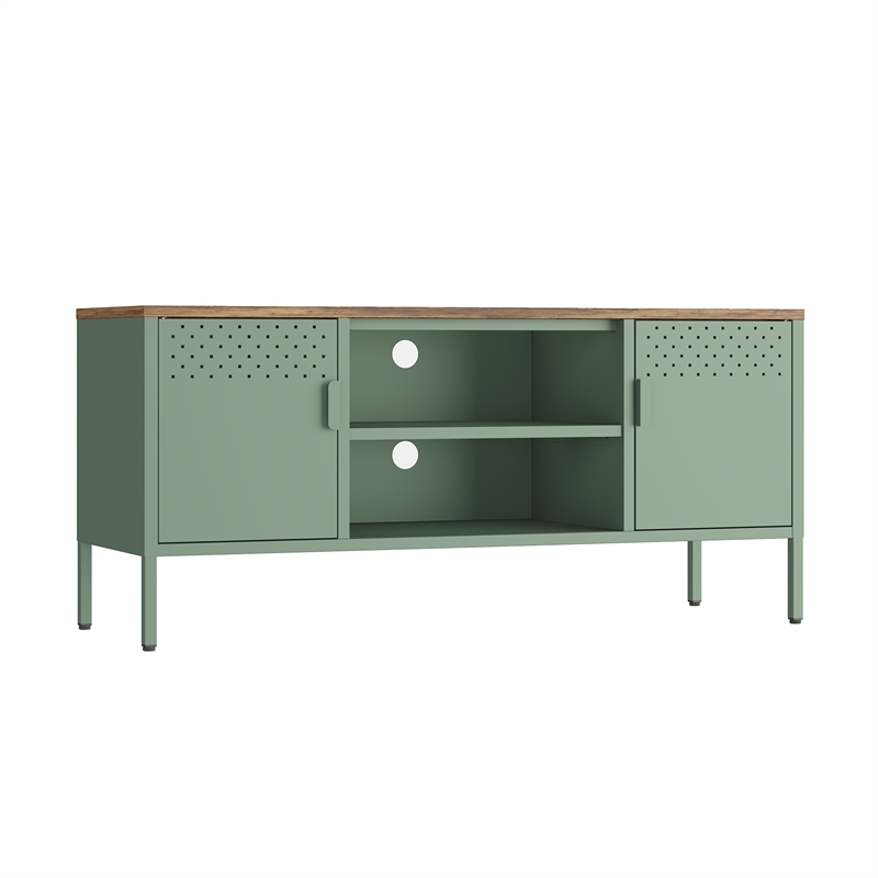 Landen Modern 47 TV Stand with 6 Fixed Shelves in Green