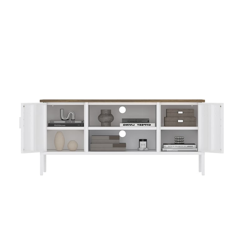 Landen Modern 47 TV Stand with 6 Fixed Shelves in White