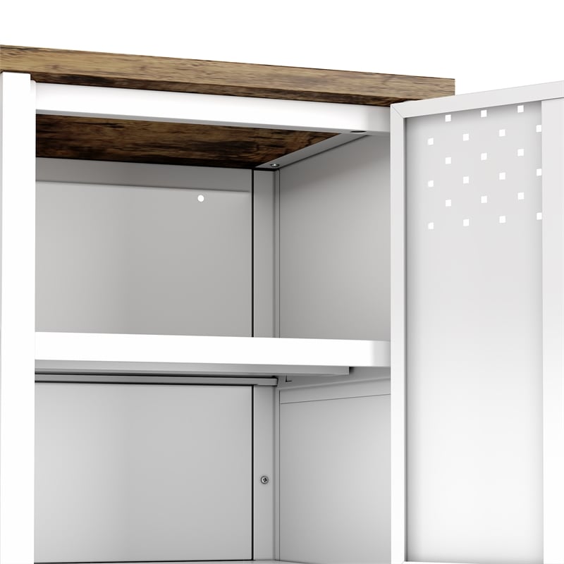 Landen Modern 47 TV Stand with 6 Fixed Shelves in White