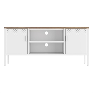 Landen Modern 47 TV Stand with 6 Fixed Shelves in White