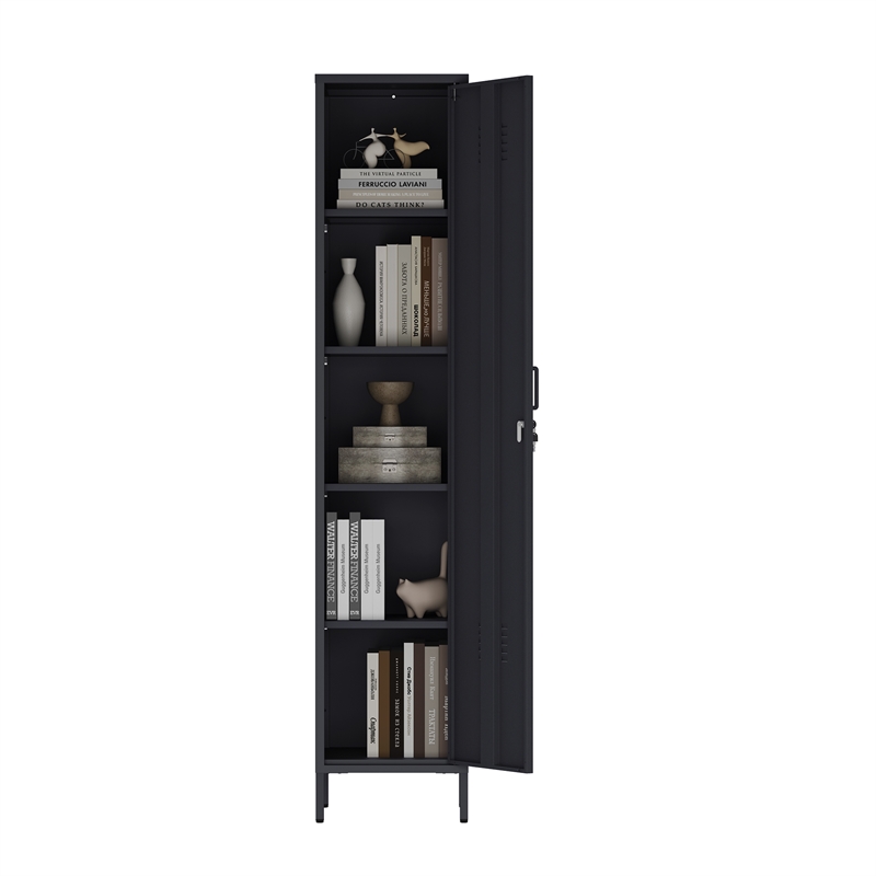 2-Piece Naomi Accent & Storage Cabinets with 8 Adjustable Shelves in Black