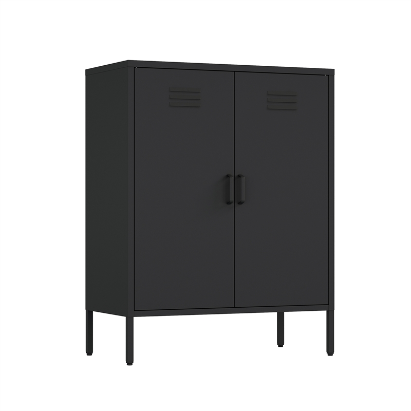 2-Piece Naomi Accent & Storage Cabinets with 8 Adjustable Shelves in Black