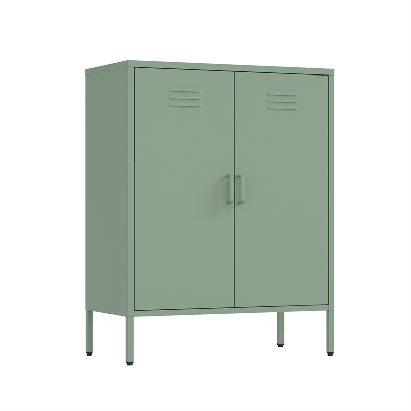 2-Piece Naomi Accent & Storage Cabinets with 8 Adjustable Shelves in Green