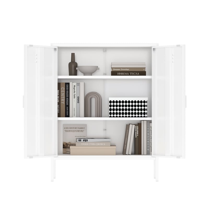 2-Piece Naomi Accent & Storage Cabinets with 8 Adjustable Shelves in White