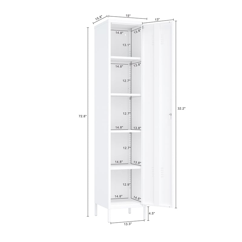 2-Piece Naomi Accent & Storage Cabinets with 8 Adjustable Shelves in White