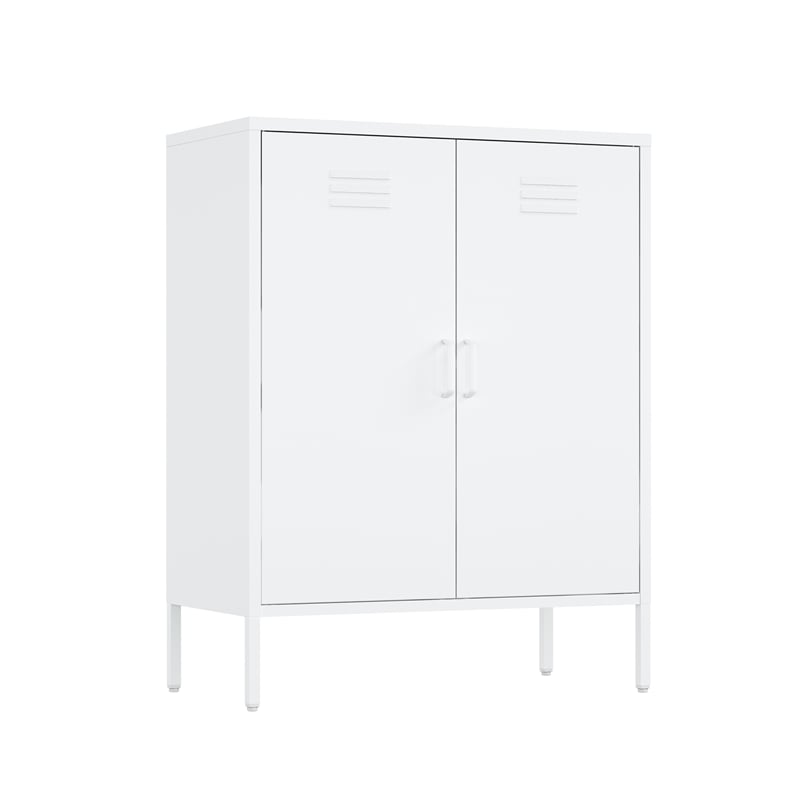 2-Piece Naomi Accent & Storage Cabinets with 8 Adjustable Shelves in White