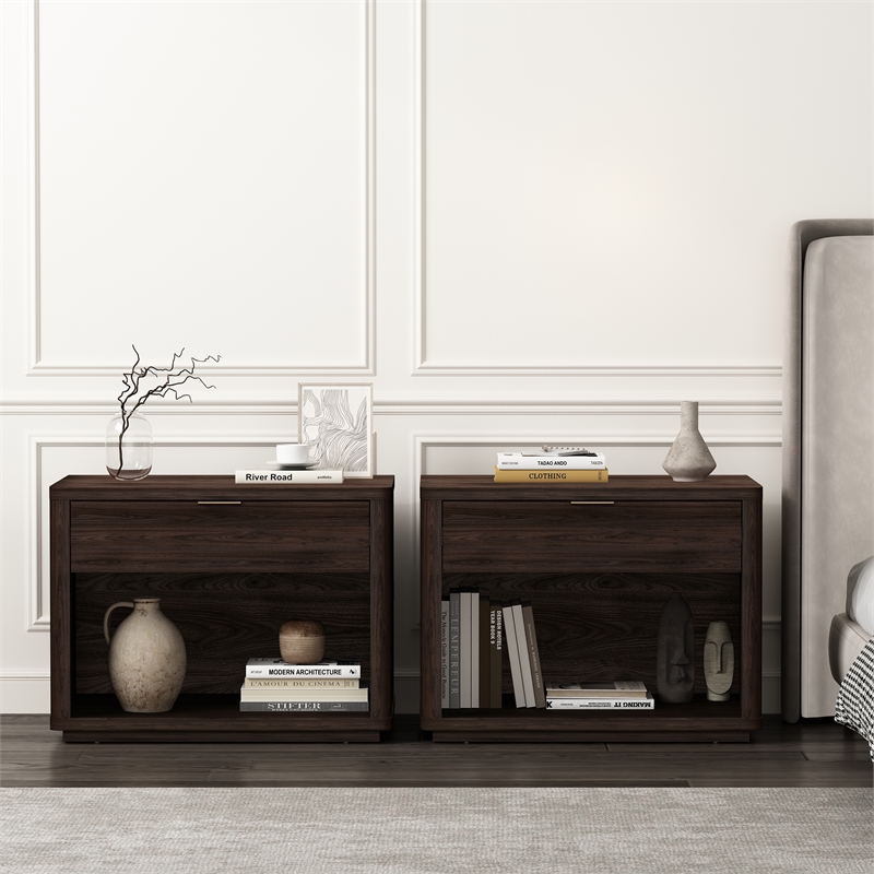 Evelyn Modern 32 Brown Nightstand 2.0 with 2 Full Extension Drawers - Set of 2