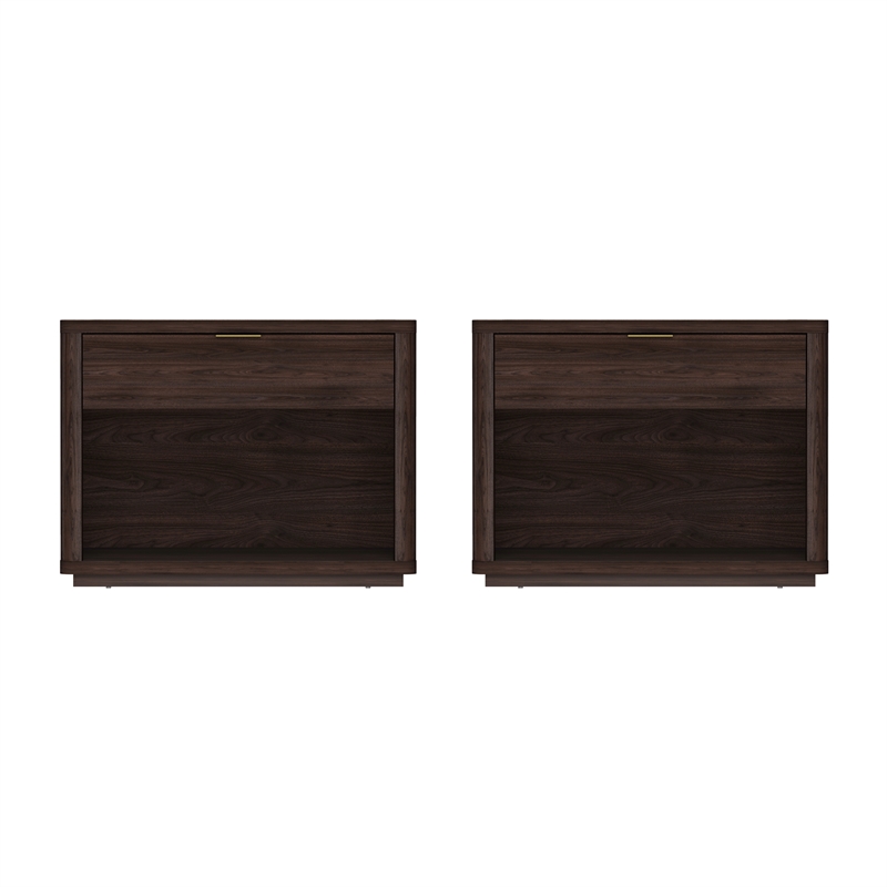 Evelyn Modern 32 Brown Nightstand 2.0 with 2 Full Extension Drawers - Set of 2