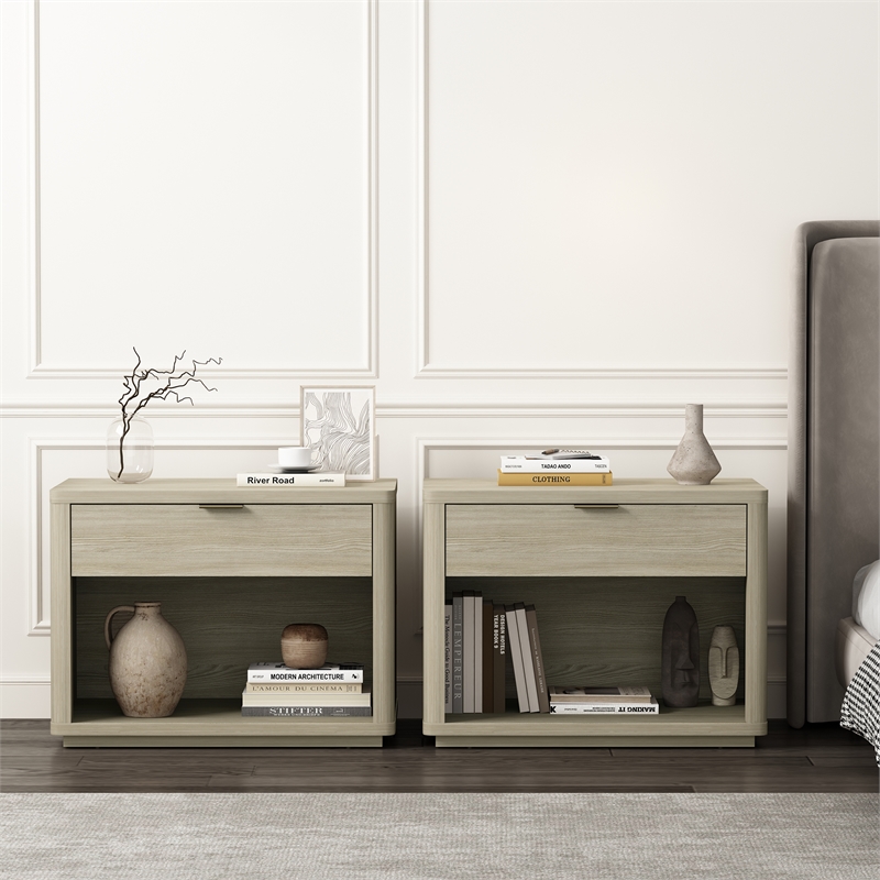 Evelyn Modern 32 Natural Nightstand 2.0 with 2 Full Extension Drawers - Set of 2