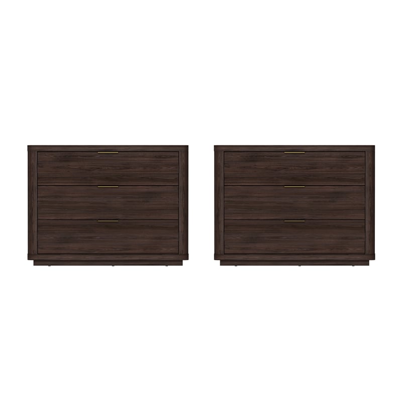 Evelyn Modern 32 Brown Nightstand 4.0 with 6 Full Extension Drawers- Set of 2