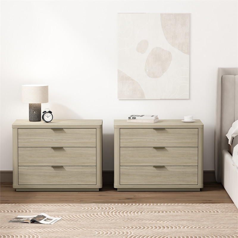 Evelyn Modern 32 Natural Nightstand 4.0 with 6 Full Extension Drawers- Set of 2