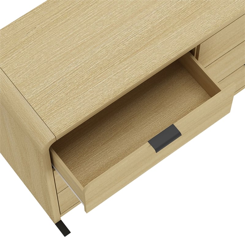 Grace Modern 60 Double Dresser with 6 Drawers in Natural Oak and Black