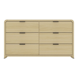 Grace Modern 60 Double Dresser with 6 Drawers in Natural Oak and Black