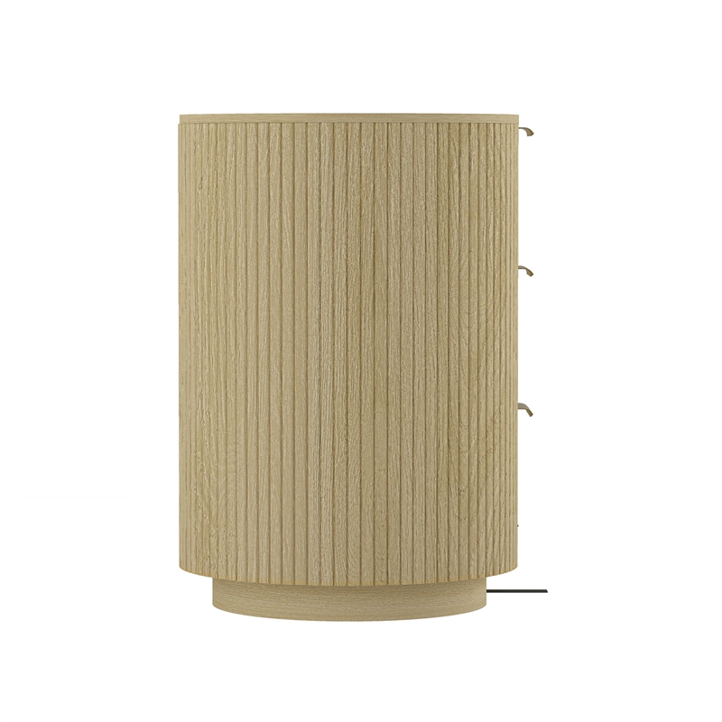 Olivia Modern 71.3 Double Dresser with 6 Drawers in Natural Oak and Gold