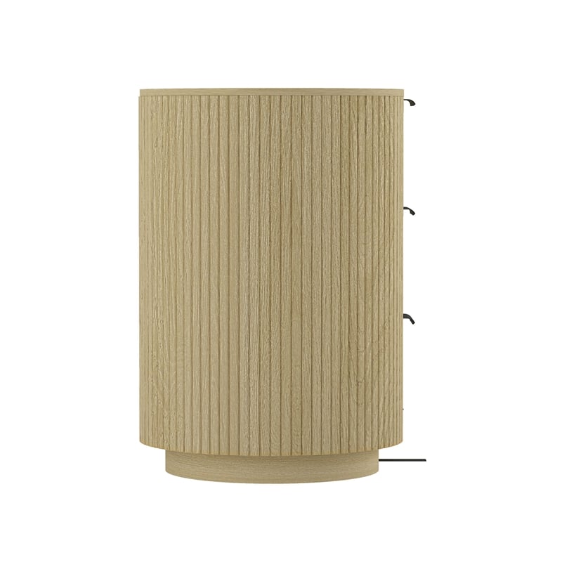 Olivia Modern 71.3 Double Dresser with 6 Drawers in Natural Oak and Black