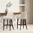 Beever Cream Chenille Barstool with Rubberwood Legs - Set of 2