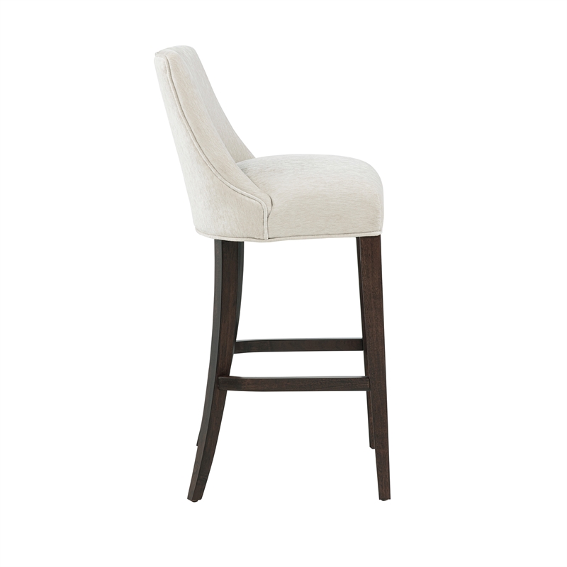 Beever Cream Chenille Barstool with Rubberwood Legs - Set of 2