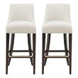 Beever Cream Chenille Barstool with Rubberwood Legs - Set of 2