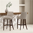 Beever Taupe Chenille Barstool with Rubberwood Legs - Set of 2