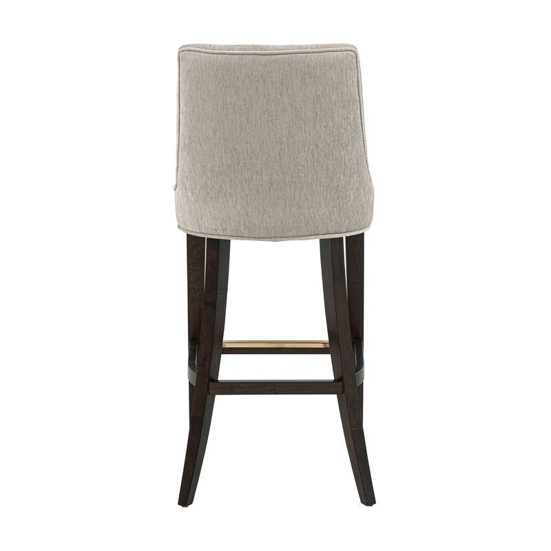 Beever Taupe Chenille Barstool with Rubberwood Legs - Set of 2