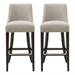 Beever Taupe Chenille Barstool with Rubberwood Legs - Set of 2