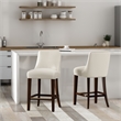 Beever Cream Chenille Counter Stool  with Rubberwood Legs - Set of 2