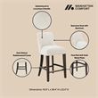 Beever Cream Chenille Counter Stool  with Rubberwood Legs - Set of 2