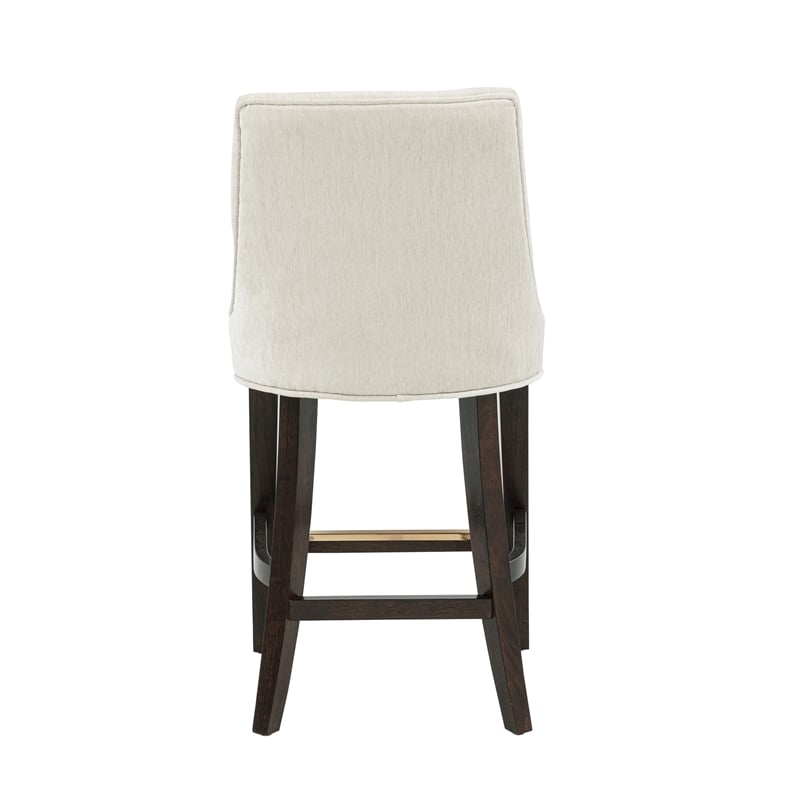 Beever Cream Chenille Counter Stool  with Rubberwood Legs - Set of 2