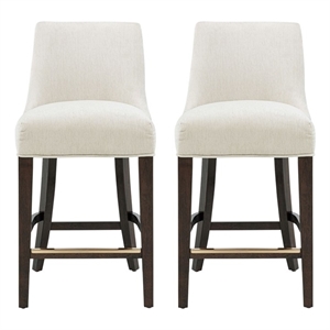 Beever Cream Chenille Counter Stool  with Rubberwood Legs - Set of 2