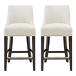 Beever Cream Chenille Counter Stool  with Rubberwood Legs - Set of 2