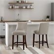 Beever Taupe Chenille Counter Stool  with Rubberwood Legs - Set of 2