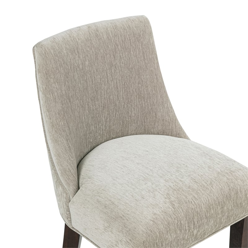 Beever Taupe Chenille Counter Stool  with Rubberwood Legs - Set of 2
