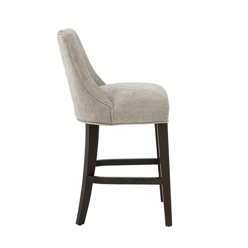 Beever Taupe Chenille Counter Stool  with Rubberwood Legs - Set of 2