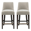 Beever Taupe Chenille Counter Stool  with Rubberwood Legs - Set of 2
