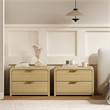 Grace Modern Nightstand with 4 Drawers in Natural Oak and Gold - Set of 2