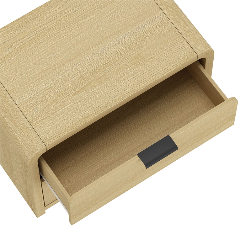 Grace Modern Nightstand with 4 Drawers in Natural Oak and Black - Set of 2