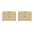 Grace Modern Nightstand with 4 Drawers in Natural Oak and Black - Set of 2
